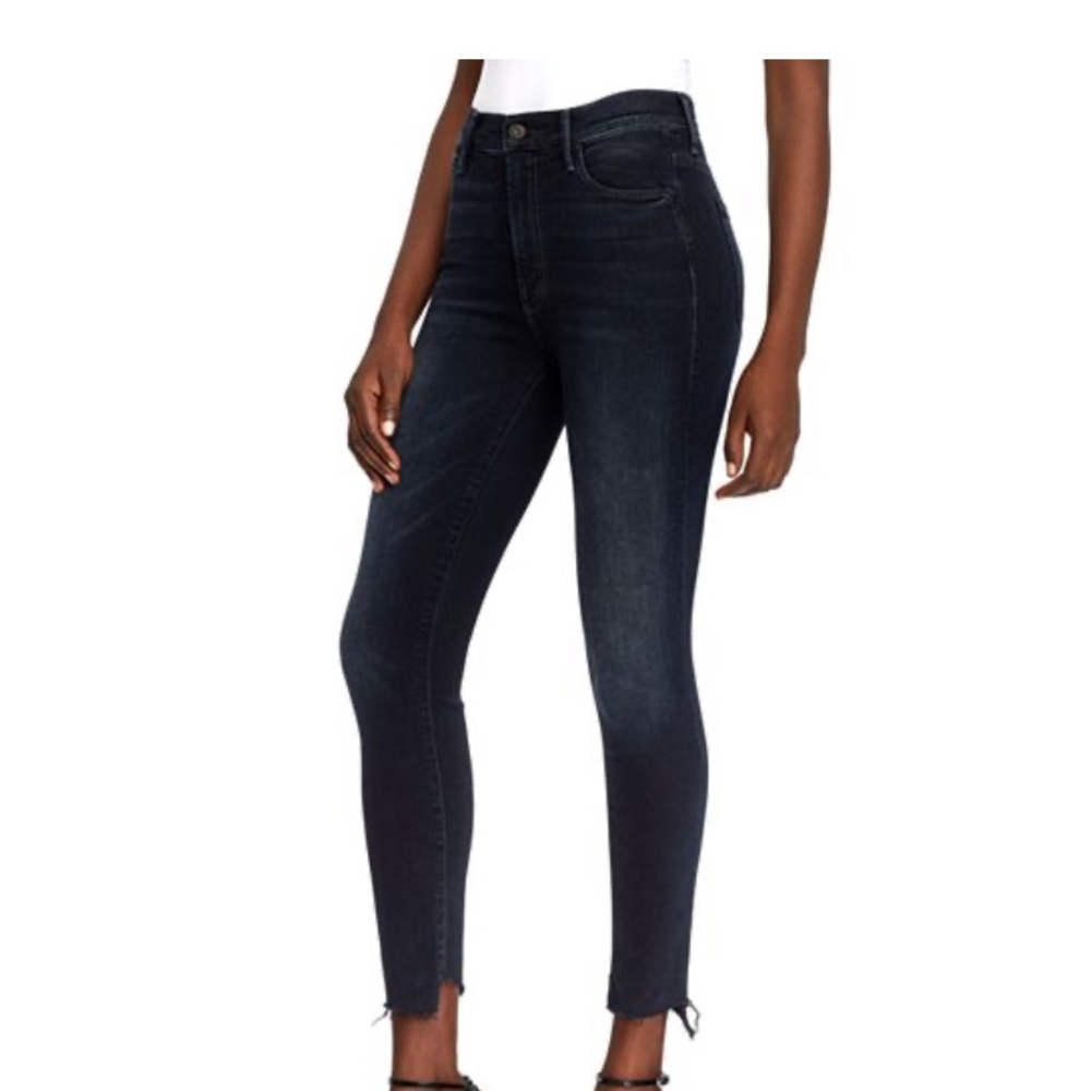 Mother stunner frayed step hem skinny jeans
